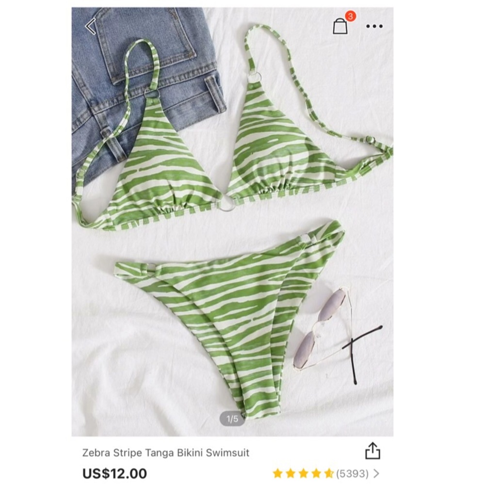 Green zebra print bikini
